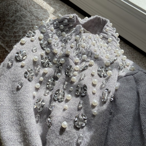 ASOS pearl and beads turtle neck wool sweater US 2 - Picture 2 of 15